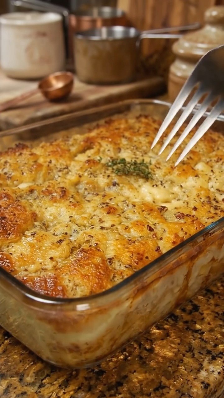 Cheesy Garlic Chicken & Rice Bake